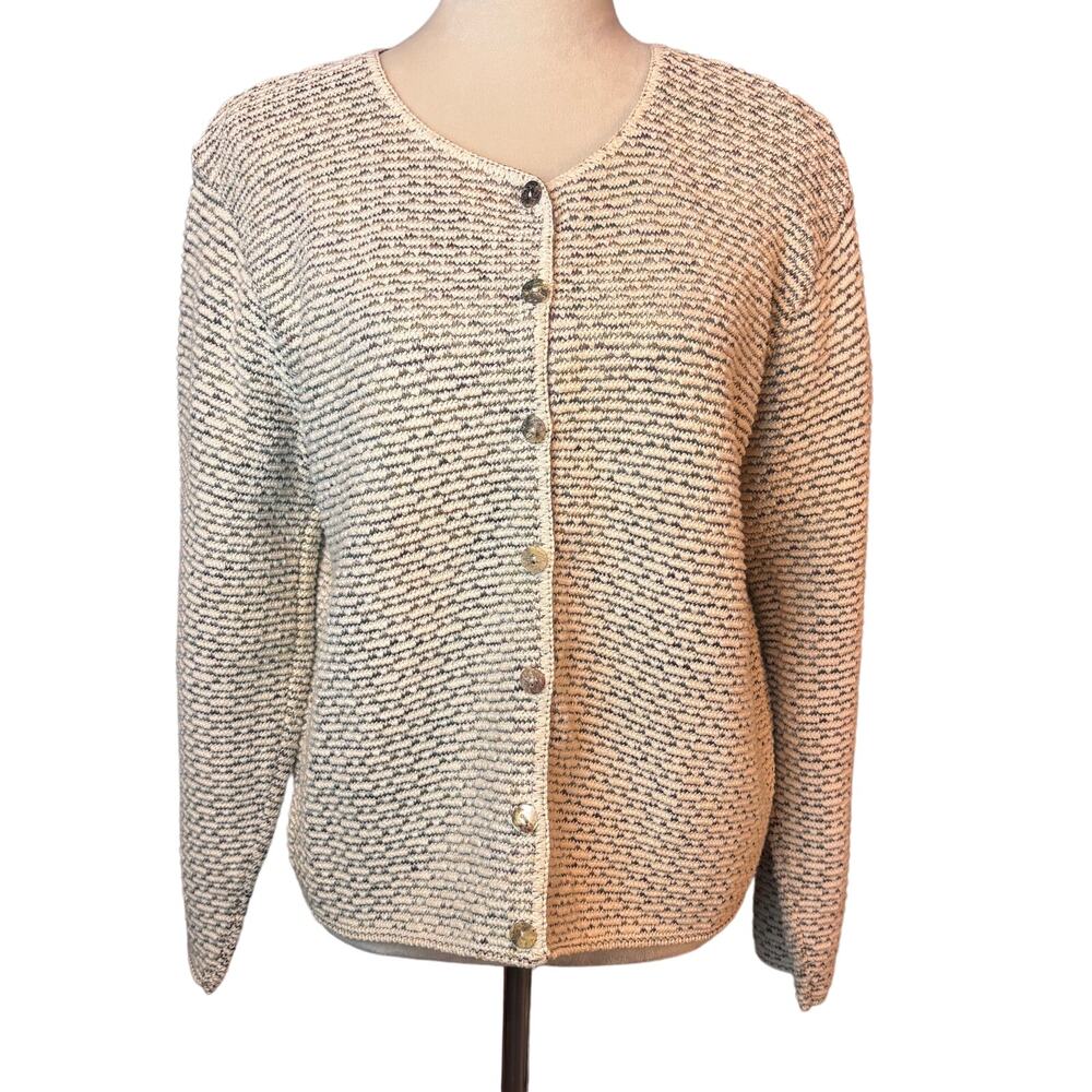 Vintage Reba Rose 100% Cotton Button Up Cardigan Long Sleeve Womens Large